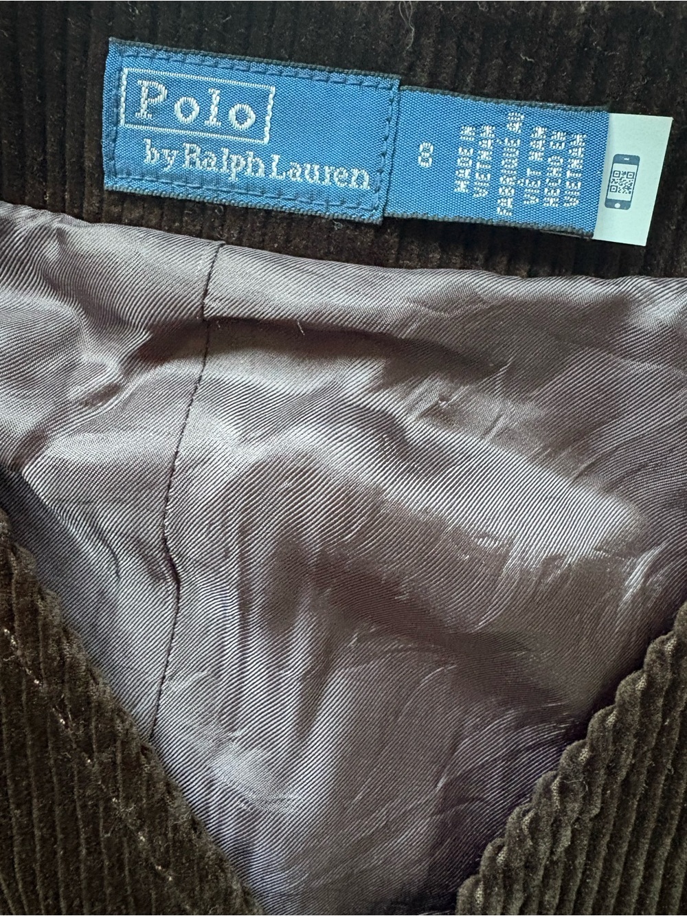 Polo Ralph Lauren Women’s Corduroy Vest Brown Tuxedo Cotton Button Up Waistcoat - Picture 12 of 12
